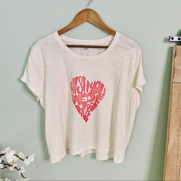 Gap Graphic “Wish you were here” Crop Top Size XL - Picture 2 of 5